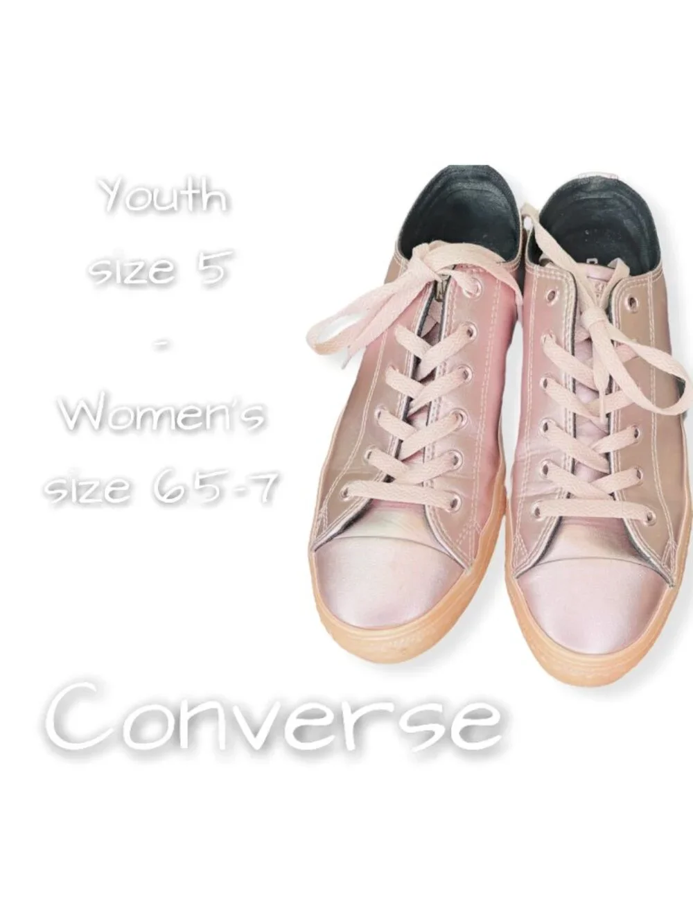 Converse All Star Girls Pink Metallic Low Top Lace Up Sneakers Shoes 5